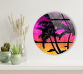 Tropical Round Tempered Glass Wall Art