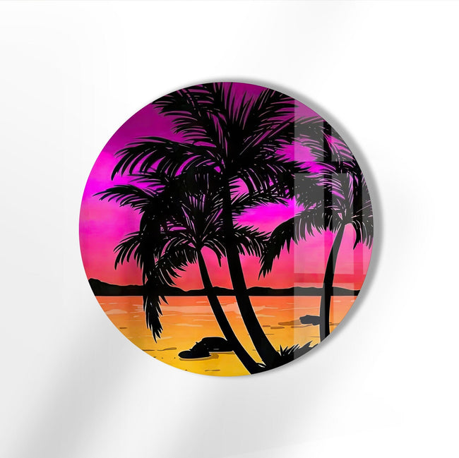 Tropical Round Tempered Glass Wall Art