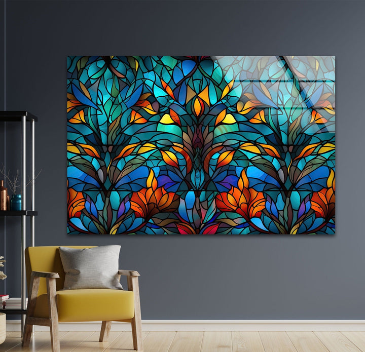 Stained Flower Art Glass Wall Art glass wall decor, glass wall art decor