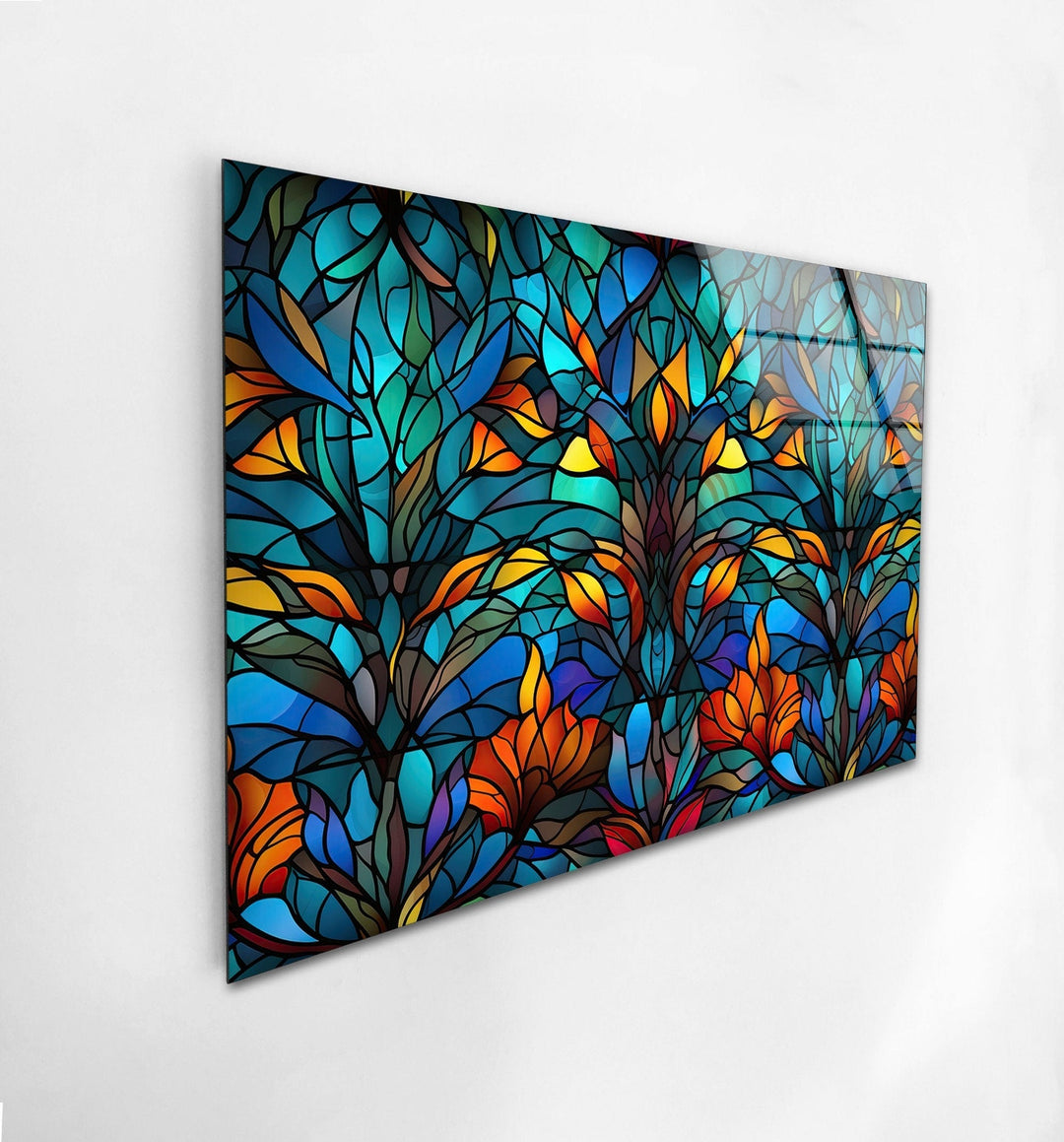 Stained Flower Art Glass Wall Art large glass photo prints, glass wall photos
