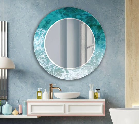 Waves Round Wall Mirror Bathroom Wall Mirror
