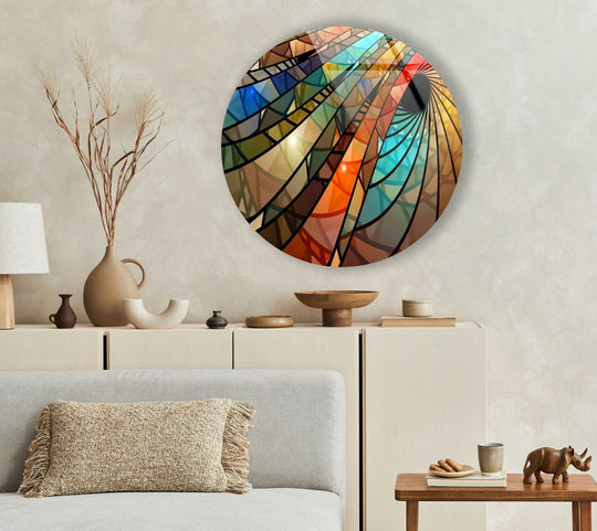 Displaying organic forms, the vortex stained round glass wall art's spiraling design offers a refreshing take on home decor.