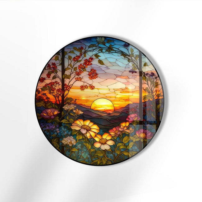 View Stained Round Tempered Glass Wall Art