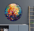 Mandala Round Tempered Glass Wall Art