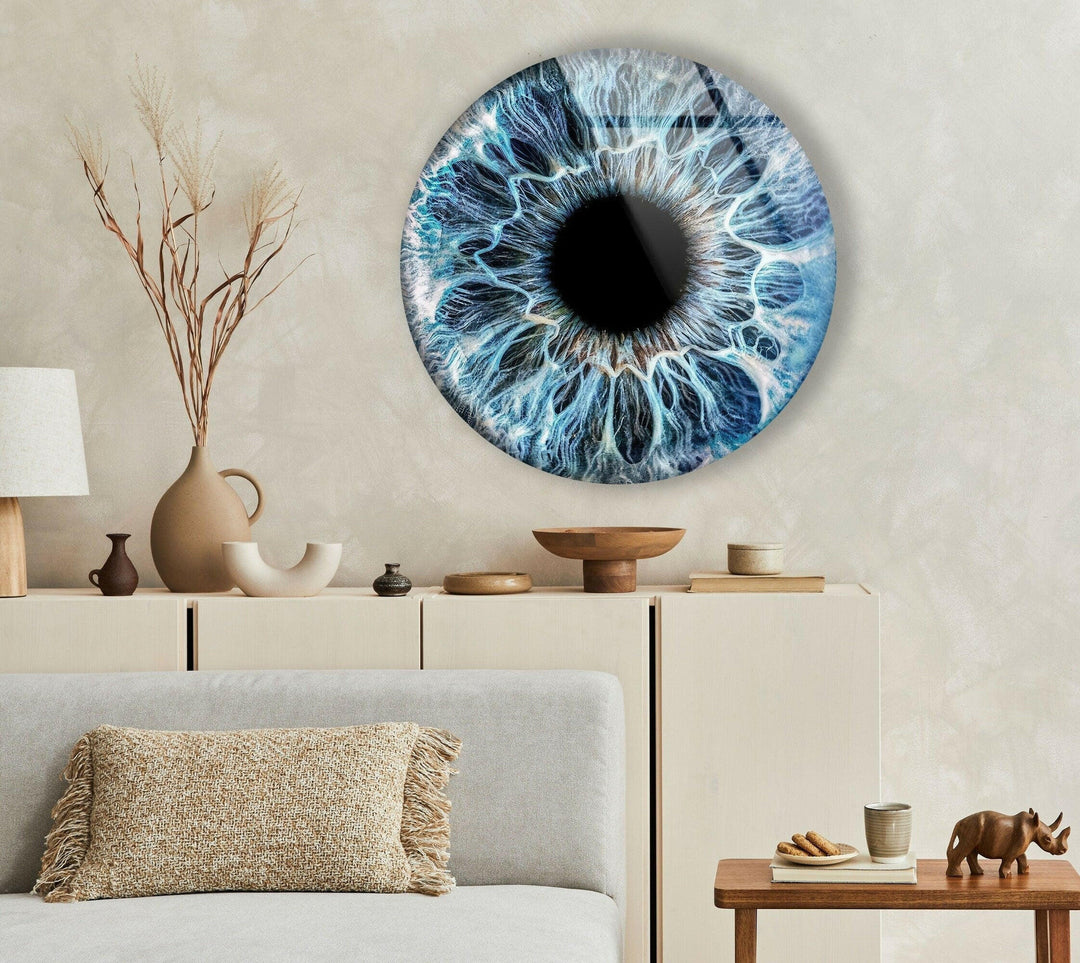 Blue Eye Round Glass Wall Art glass wall decor, glass wall art decor