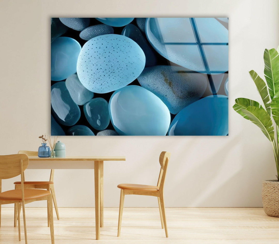 Zen Spa Stones Blue Glass Wall Art picture on glass wall art, photos printed on glass