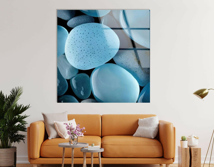 Zen Spa Stones Blue Glass Wall Art glass art painting, glass art for the Wall