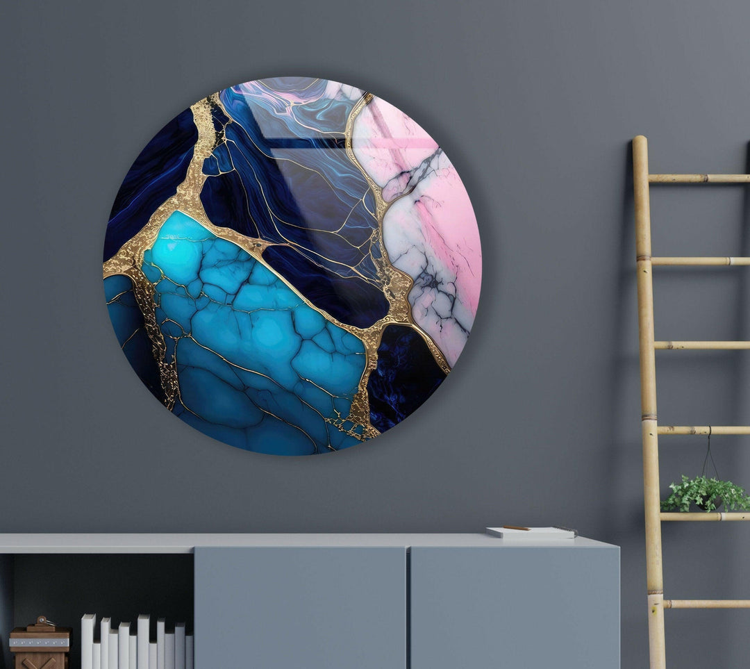 Marble Round Tempered Glass Wall Art