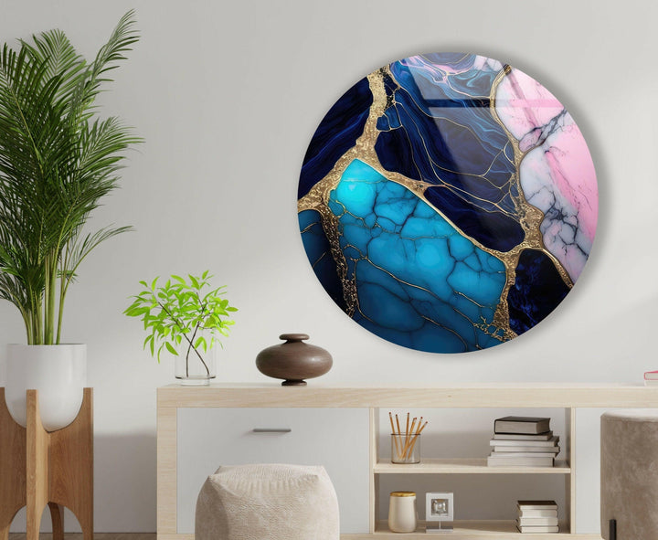 Marble Round Tempered Glass Wall Art