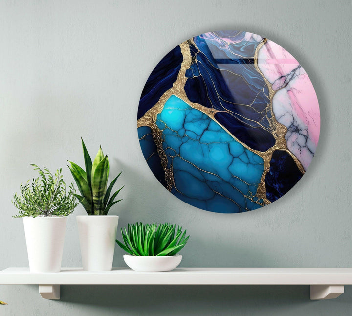 Marble Round Tempered Glass Wall Art