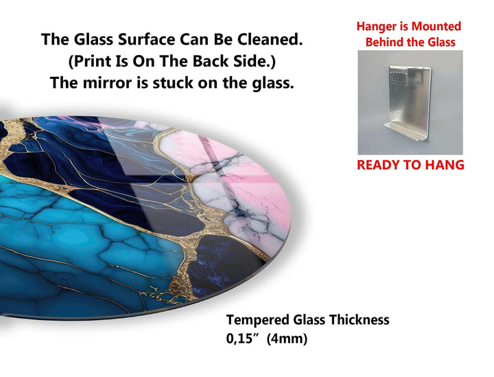 Marble Round Tempered Glass Wall Art