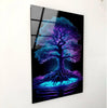 Blue Purple Tree Stained Tempered Glass Wall Art