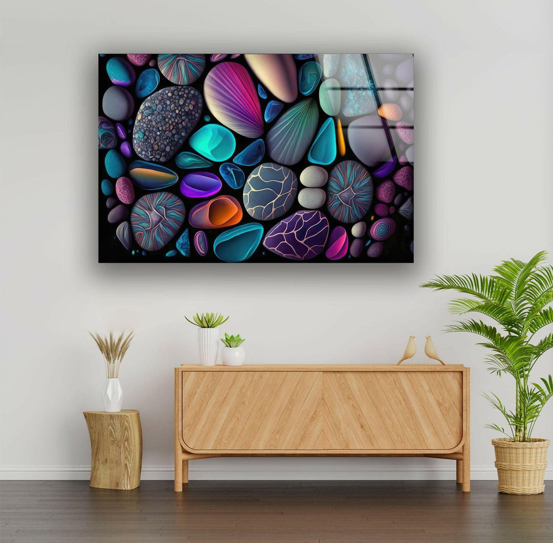 Colorful Zen Stones Spa Decor Custom Stained Glass & Cool Art