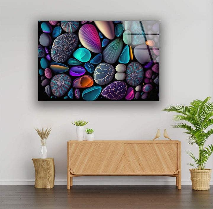 Colorful Zen Stones Spa Decor Custom Stained Glass & Cool Art