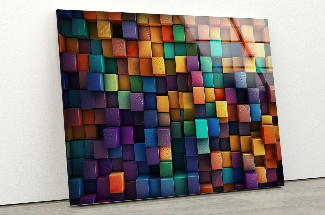 Colorful Abstract Cubes Glass Wall Art-artdesigna-glass-printing-wall-art