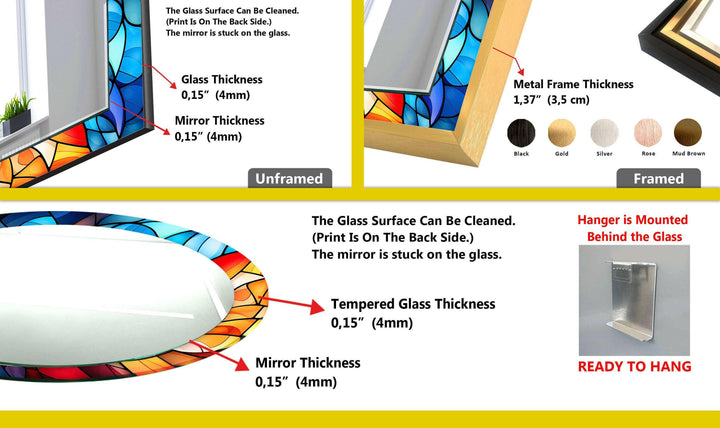 Blue Orange Round Wall Mirror