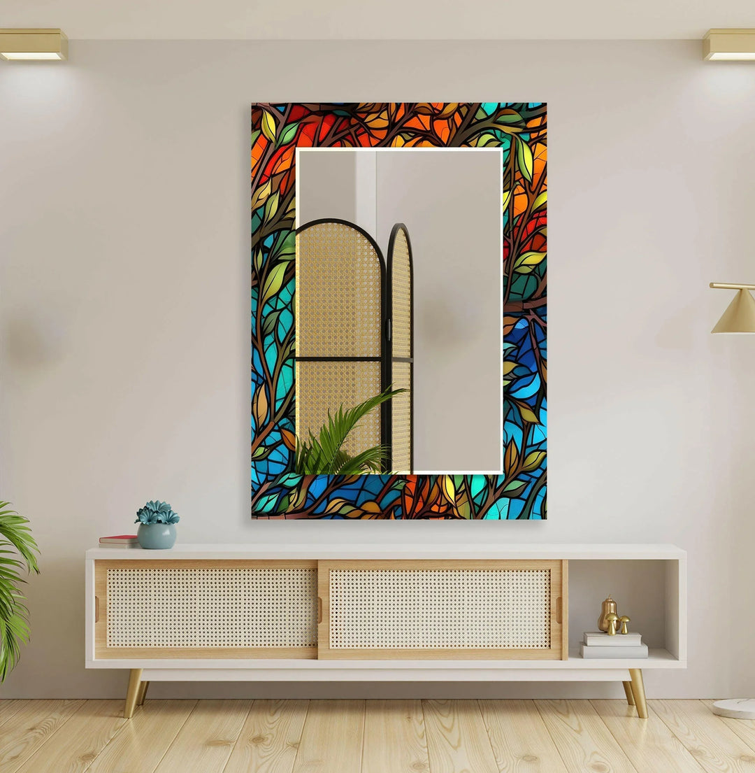 Bunt gefärbte Bäume lang Wandspiegel – Von der Natur inspiriertes künstlerisches Design – MyPhotoStation