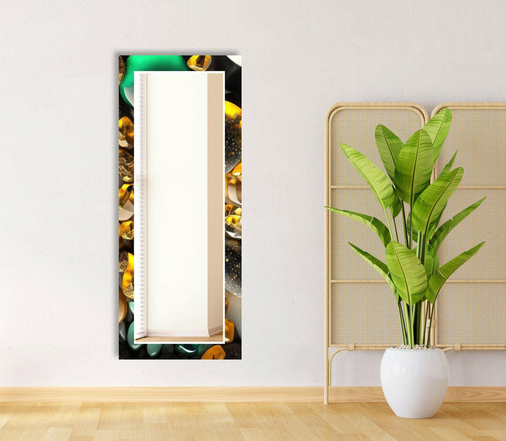 Shiny Zen Spa Stones Wall Mirror white framed mirror
