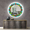 Abstract Tempered Glass Wall Mirror