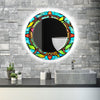 Abstract Tempered Glass Wall Mirror
