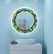 Abstract Tempered Glass Wall Mirror