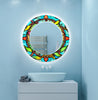 Abstract Tempered Glass Wall Mirror