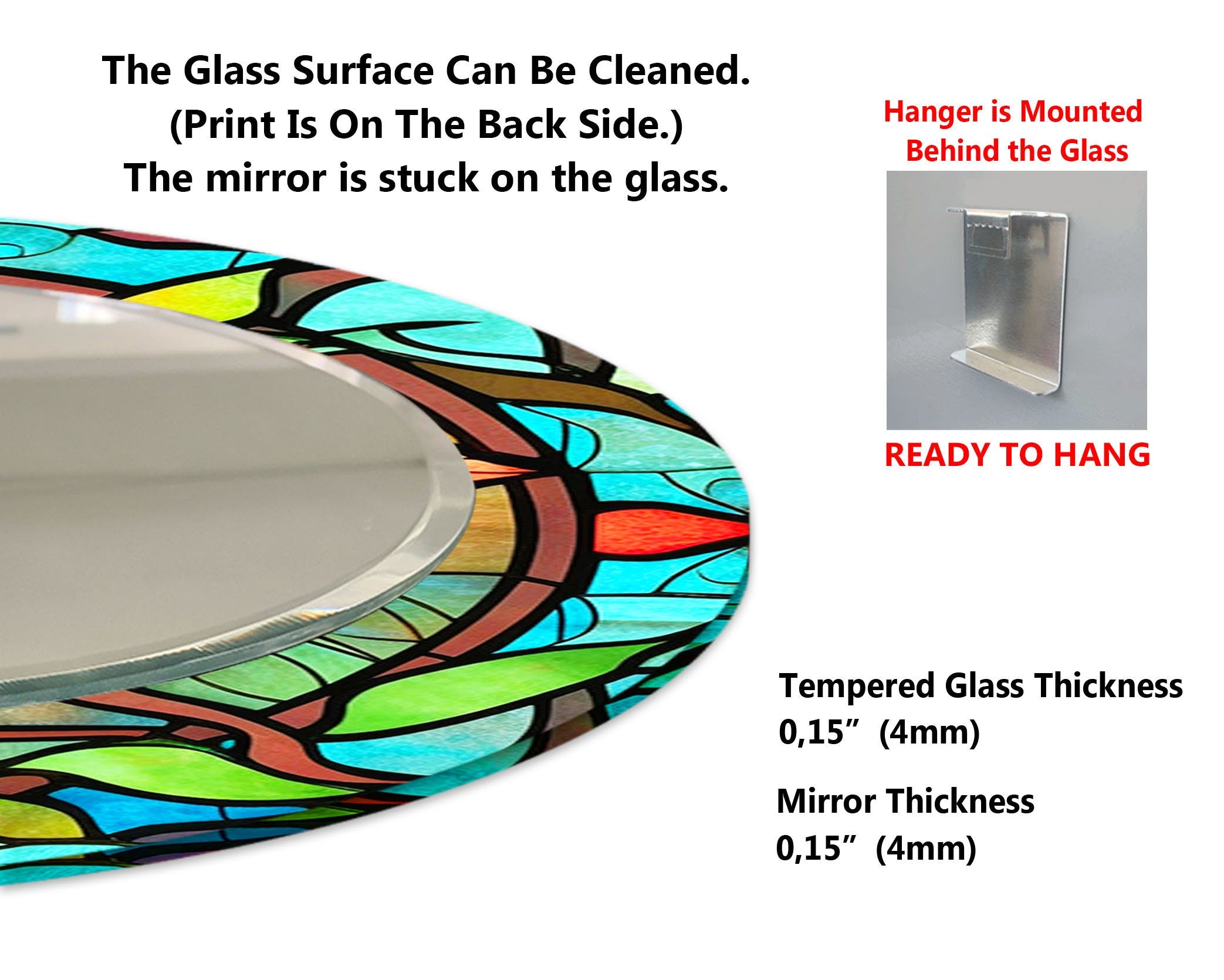 Abstract Tempered Glass Wall Mirror