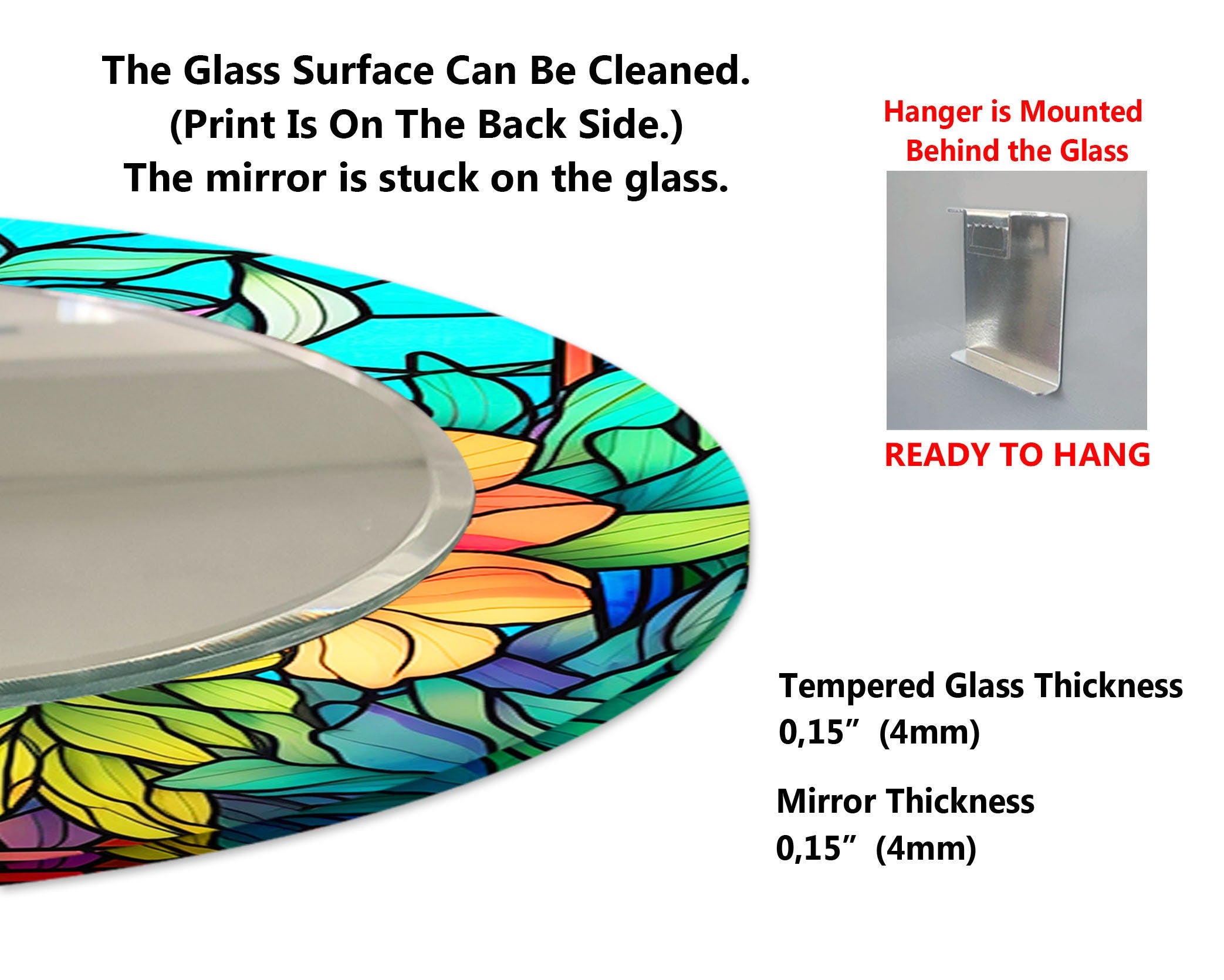 Stained Tempered Glass Wall Mirror
