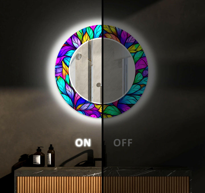 Colorful Leafs Wall Mirror Rectangle Wall Mirror
