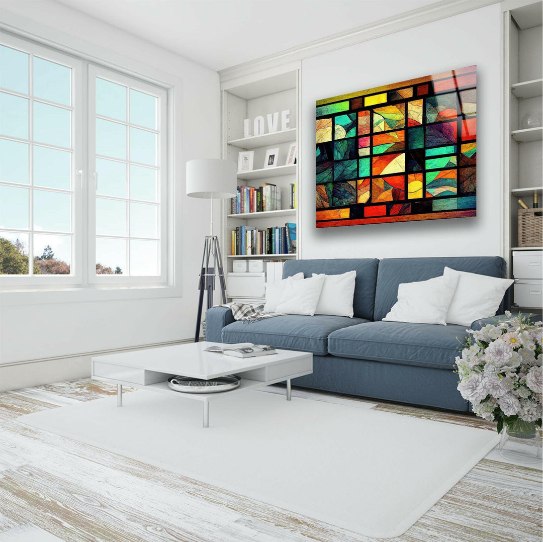 Geometric Stained Artworks Glass Wall Art