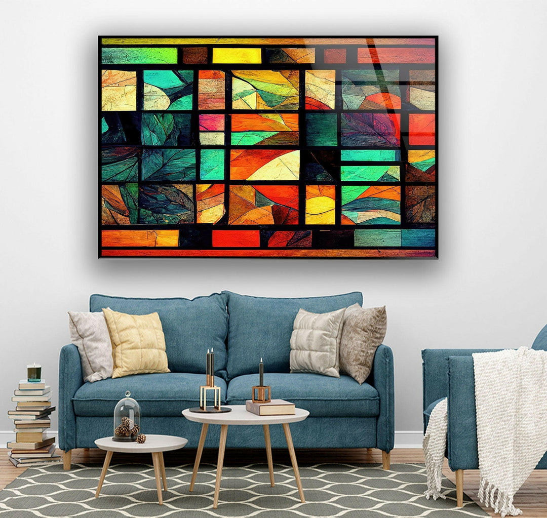 Geometric Stained Artworks Glass Wall Art