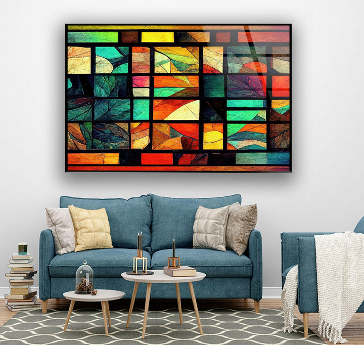 Geometric Stained Artworks Glass Wall Art