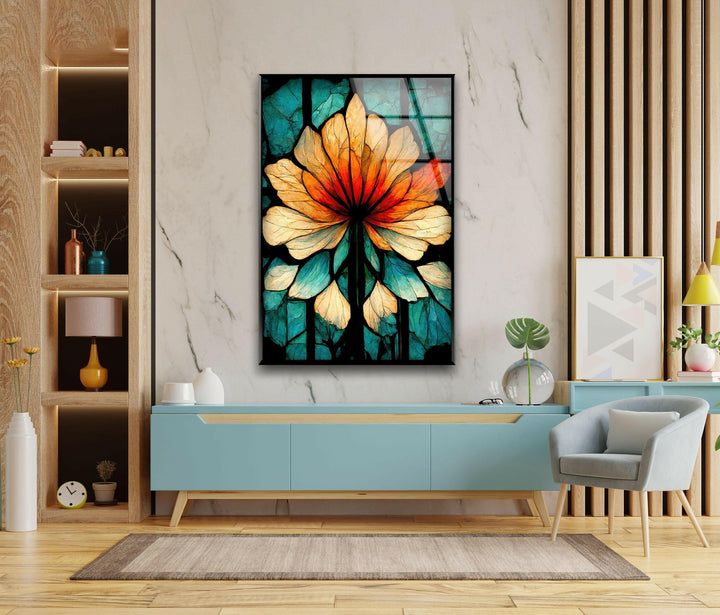 Transform your living room with abstract glass wall art. Our unique abstract flowers paintings and glass photo prints bring life and color to your home decor.