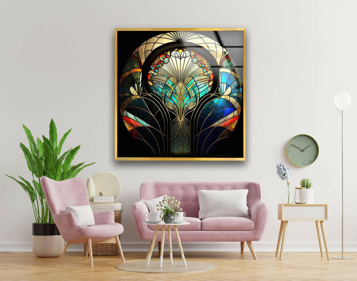 Flower Design Stained Glass Wall Art large glass photo prints, glass wall photos