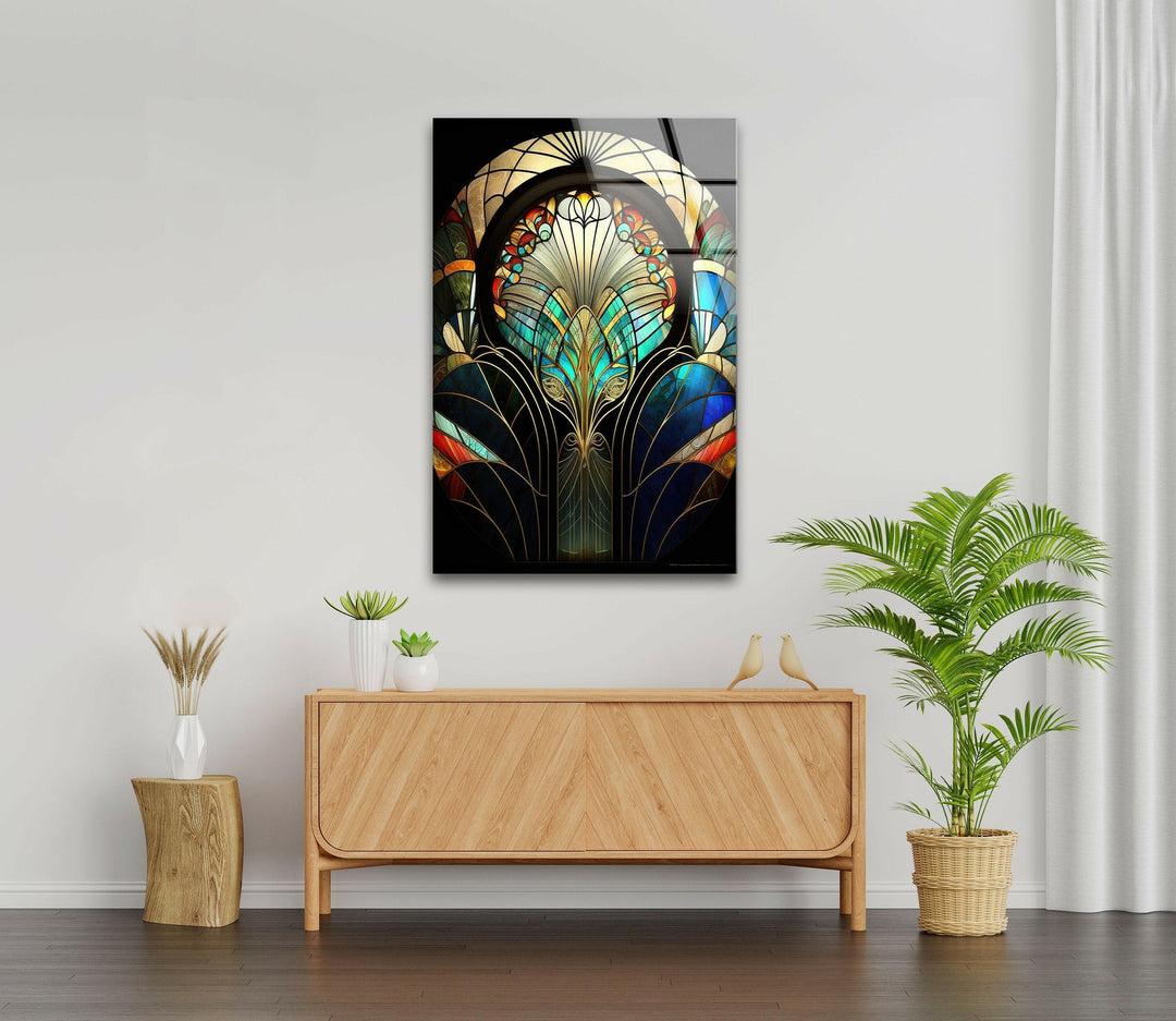 Flower Design Stained Glass Wall Art photo print on glass, prints on glass wall art