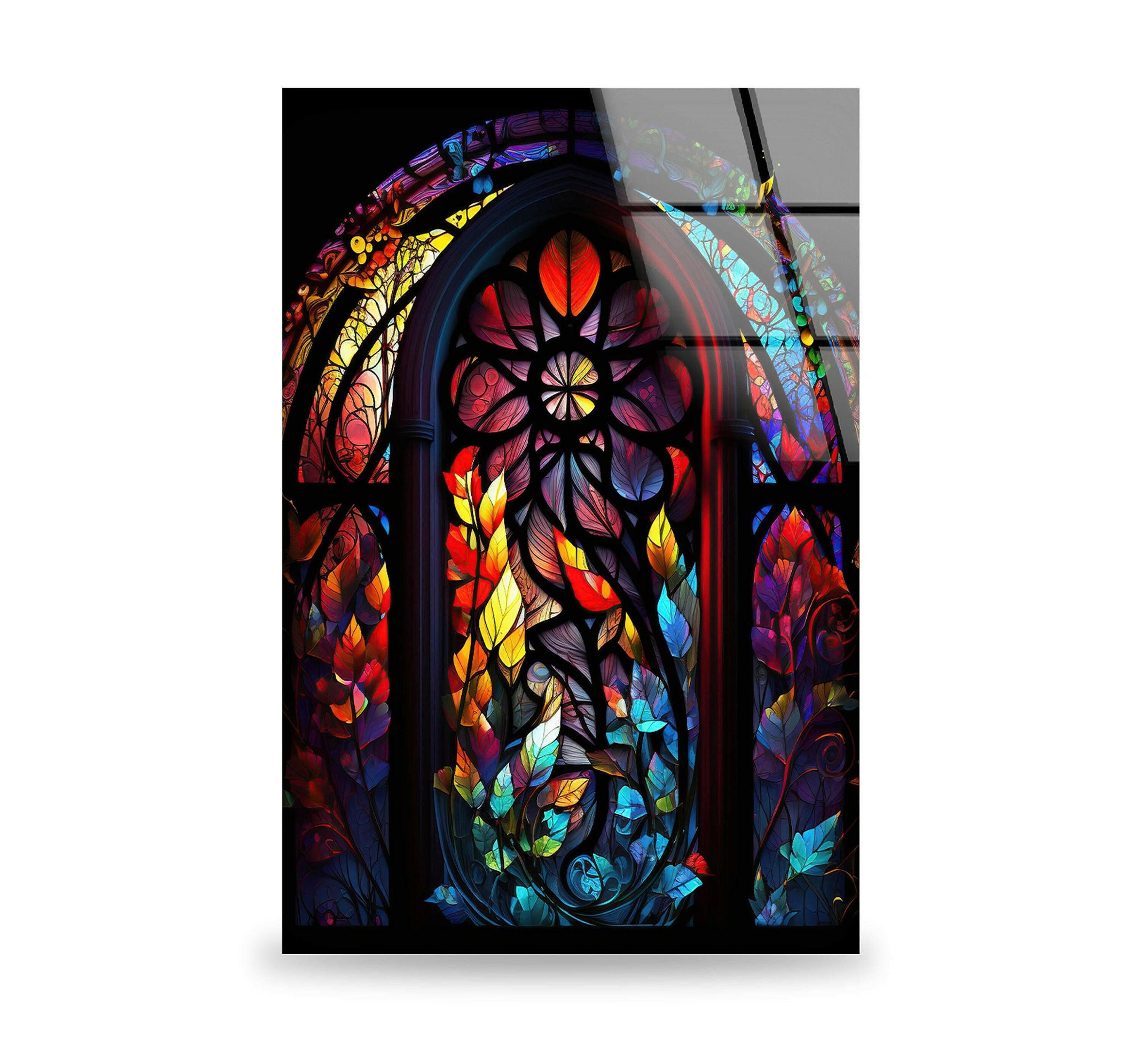 Stained Tree Tempered Glass Wall Art