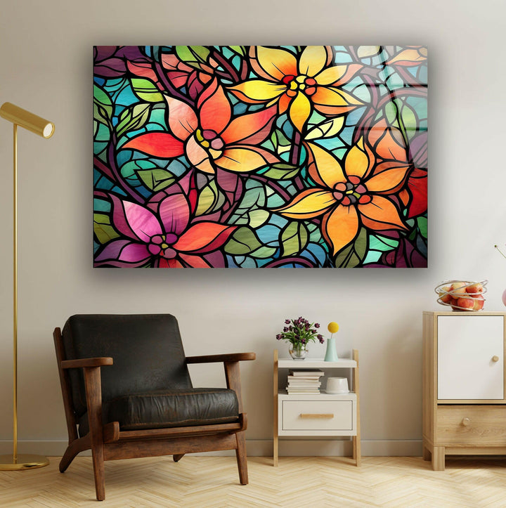 Multicolored Flowers Glass Wall Art art glass wall art, glass wall art pictures
