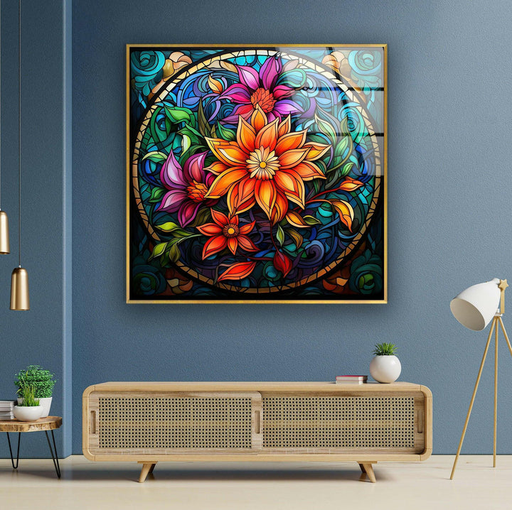 Vintage Floral Stained Glass Wall Art art glass wall art, glass wall art pictures