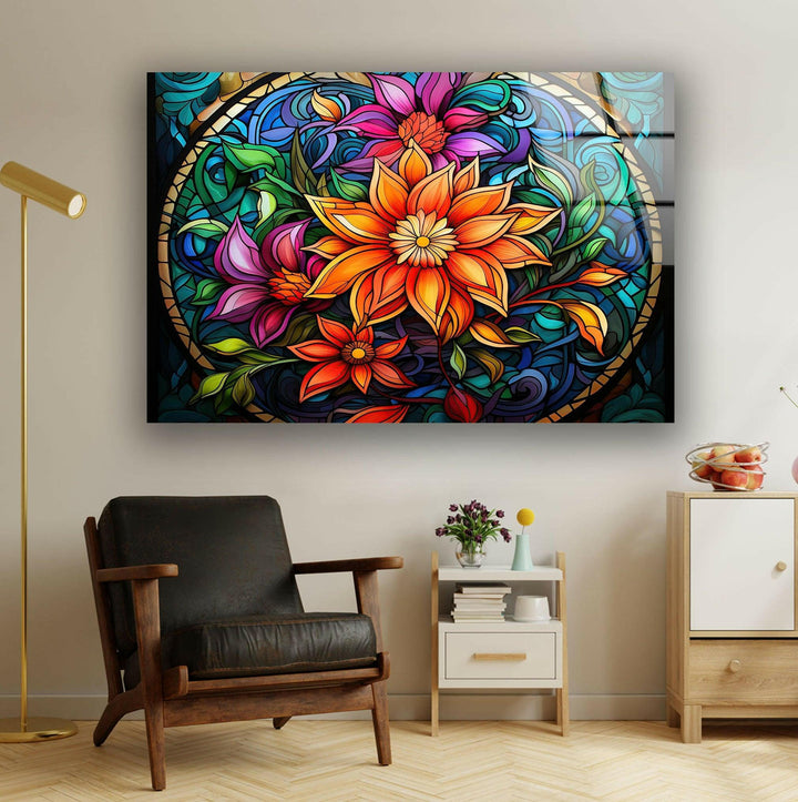 Vintage Floral Stained Glass Wall Art stained glass wall art, stained glass wall decor