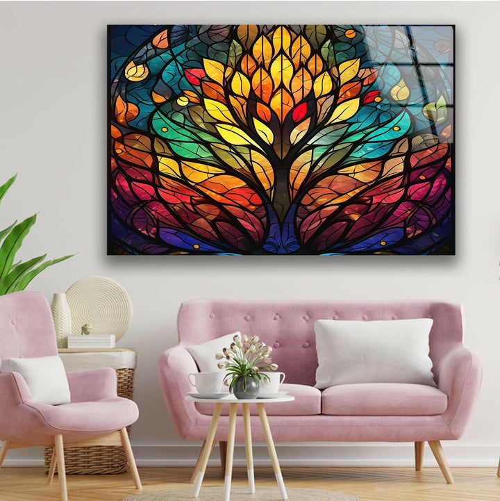 Life of Tree Decor Glass Wall Art photo print on glass, prints on glass wall art
