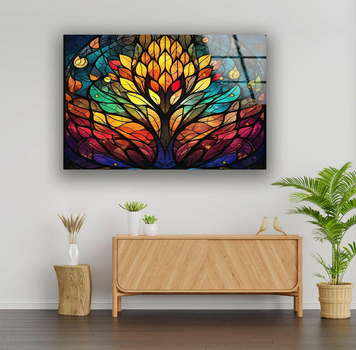 Life of Tree Decor Glass Wall Art glass art painting, glass art for the Wall