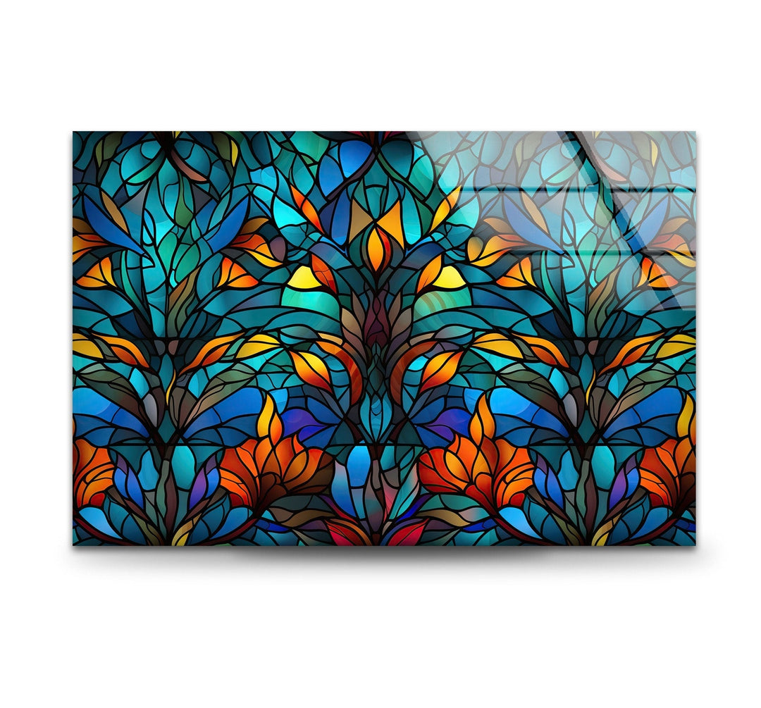 Stained Flower Art Glass Wall Art photo print on glass, prints on glass wall art