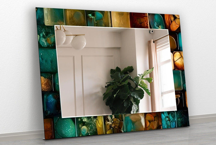 Stained Oil Art Colorful Wall Mirror Entryway Mirror
