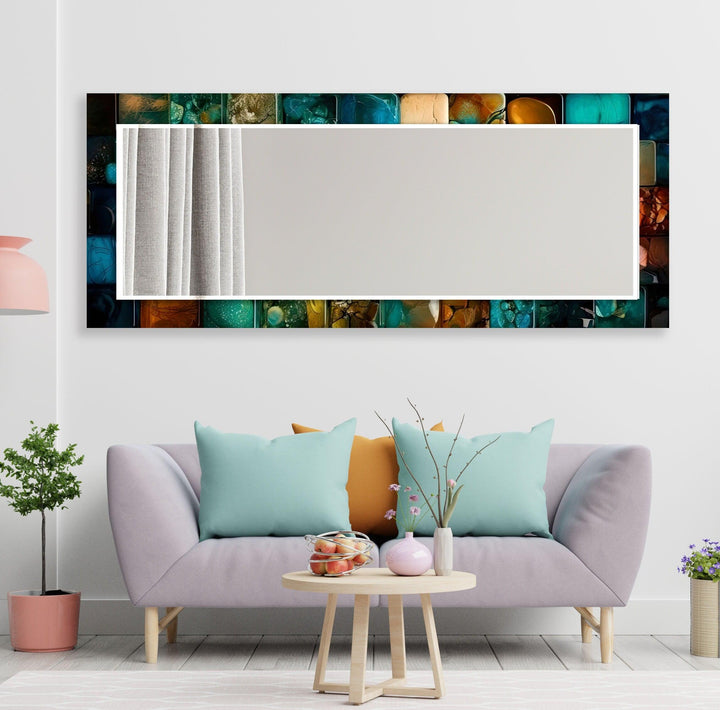 Stained Oil Art Colorful Wall Mirror Long Mirror
