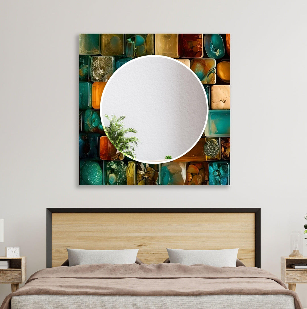 Stained Oil Art Colorful Wall Mirror Bedroom Mirror
