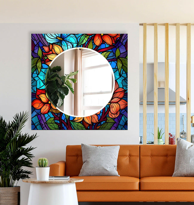 Stained Tempered Glass Wall Mirror