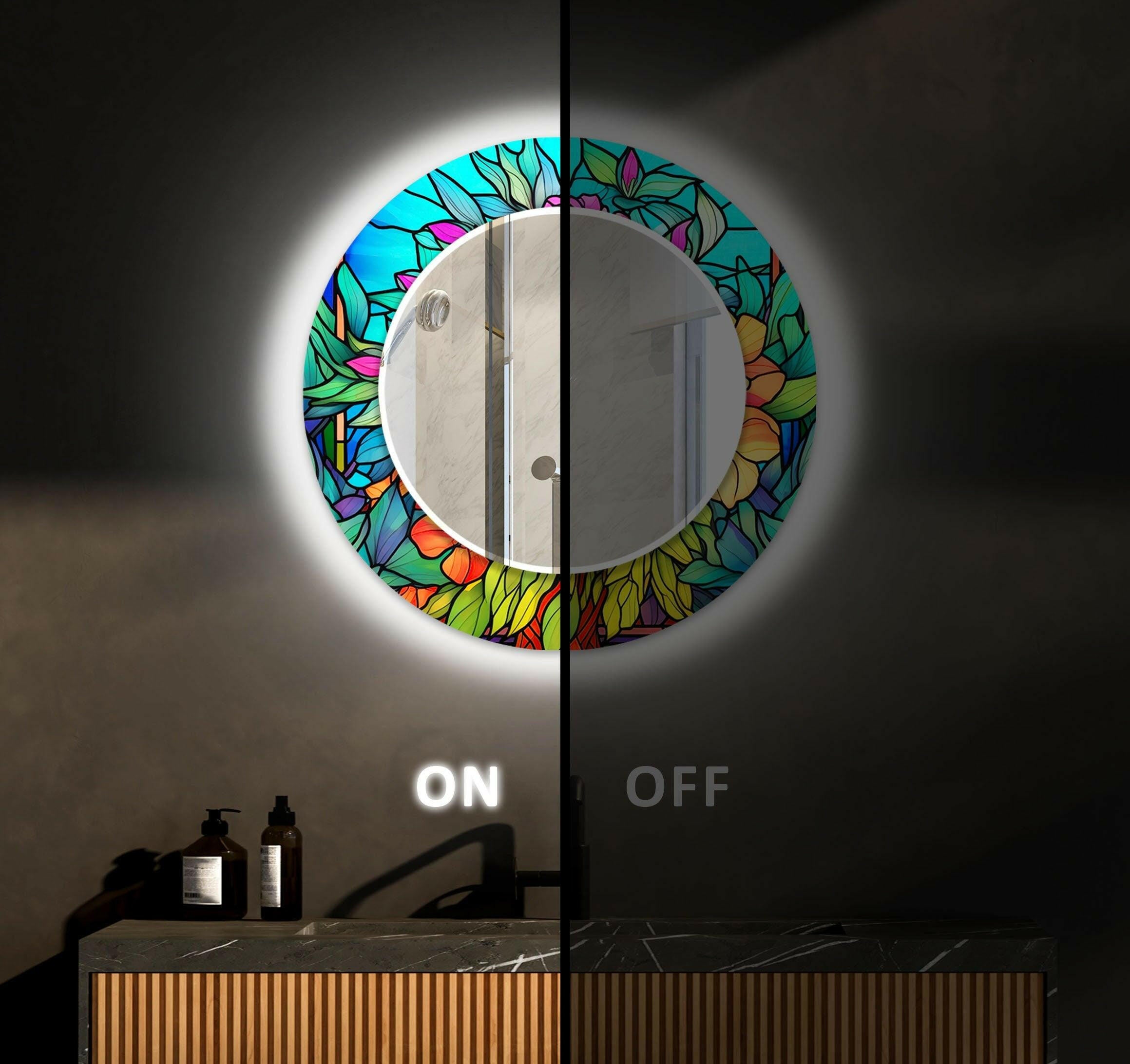 Stained Tempered Glass Wall Mirror