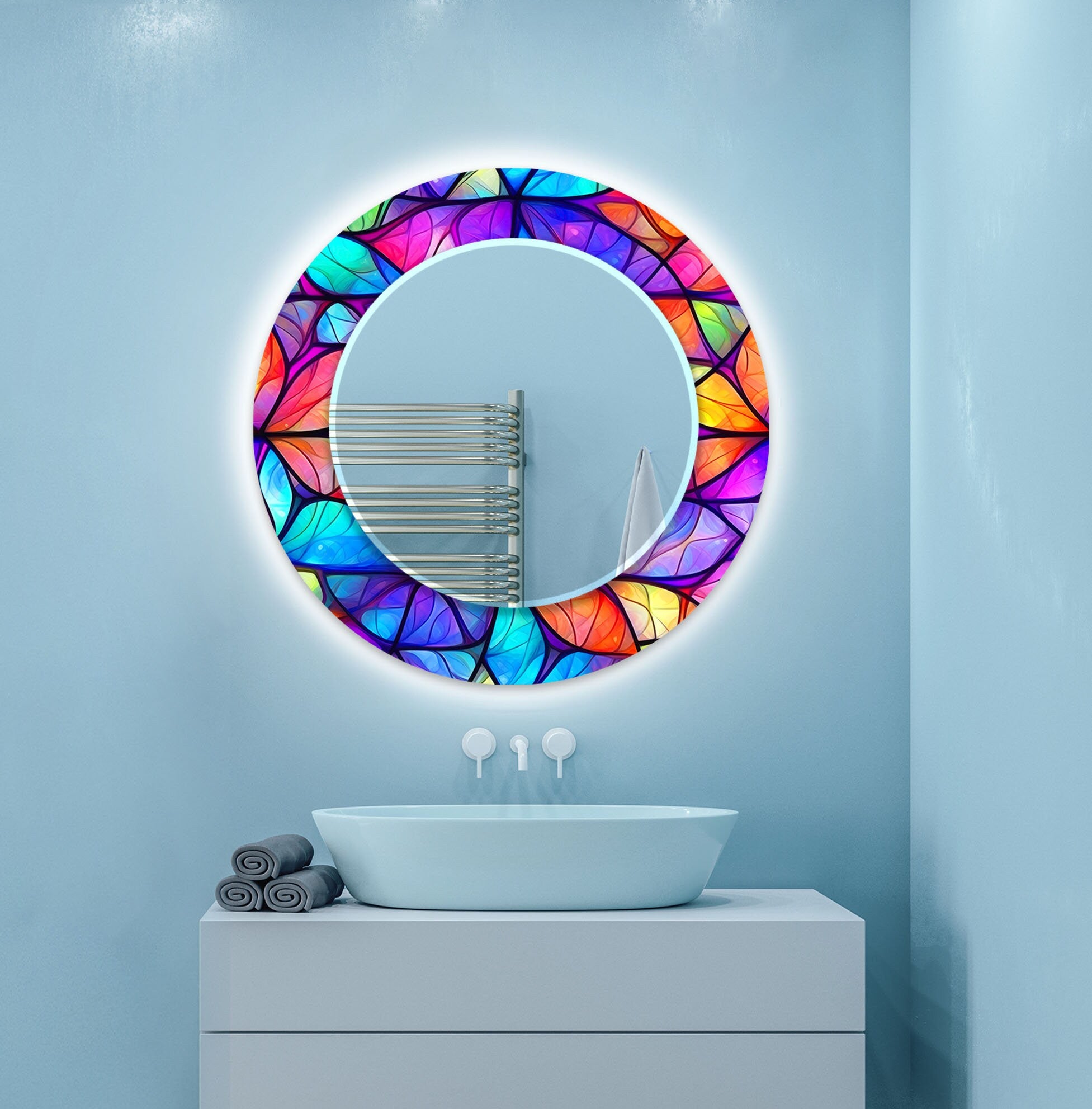 Stained Tempered Glass Wall Mirror