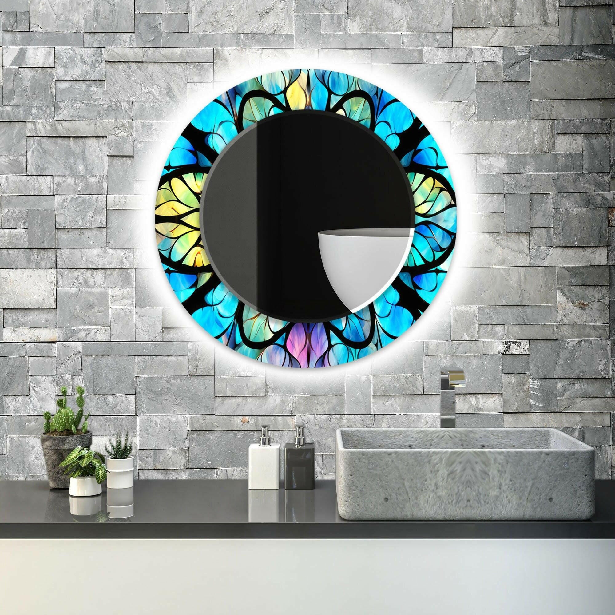 Stained Tempered Glass Wall Mirror