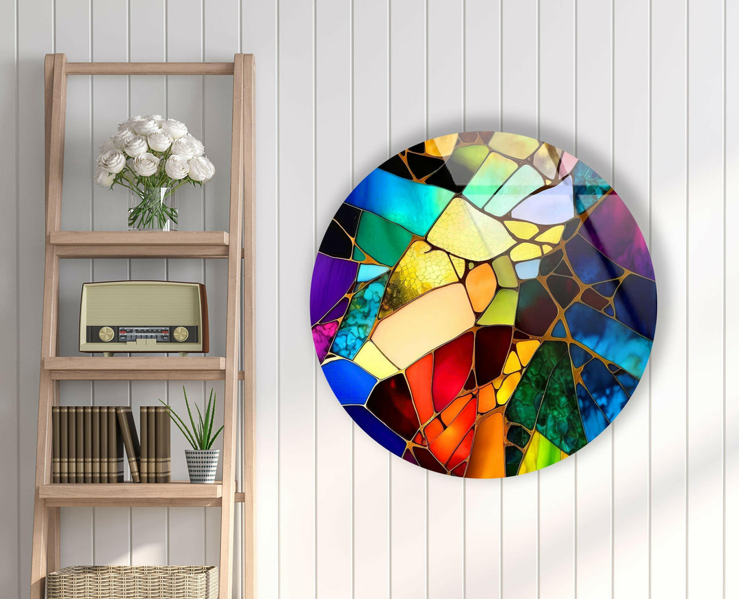 Vivid Stained Round Glass Wall Art glass image printing, glass prints from photos